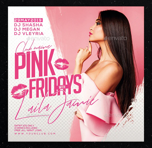 pink party flyer template