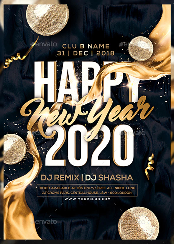 New Year party flyer template