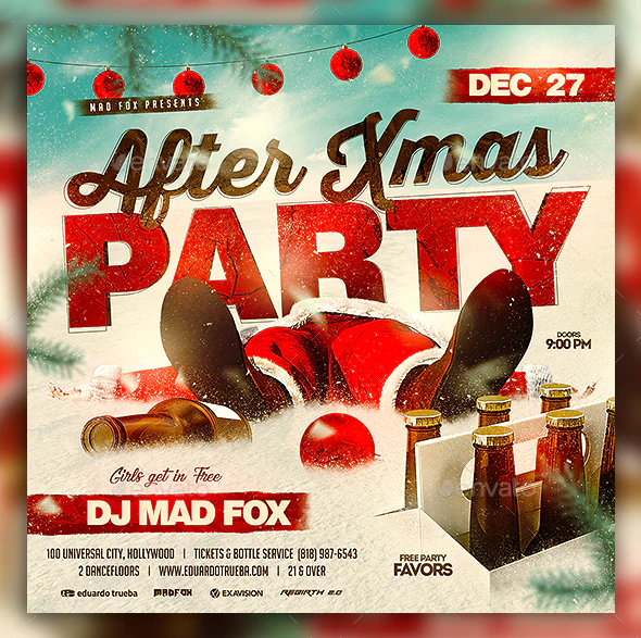 After Xmas party flyer template