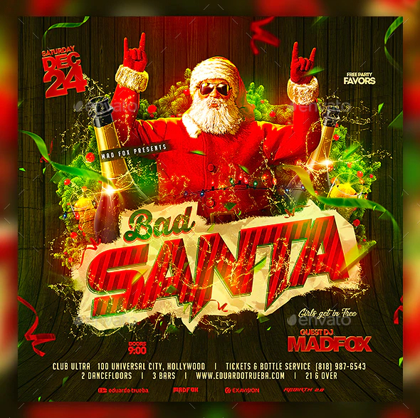 Bad Santa Christmas party flyer