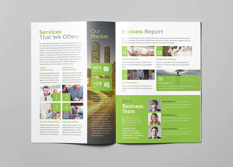 Modern corporate bi-fold brochure template