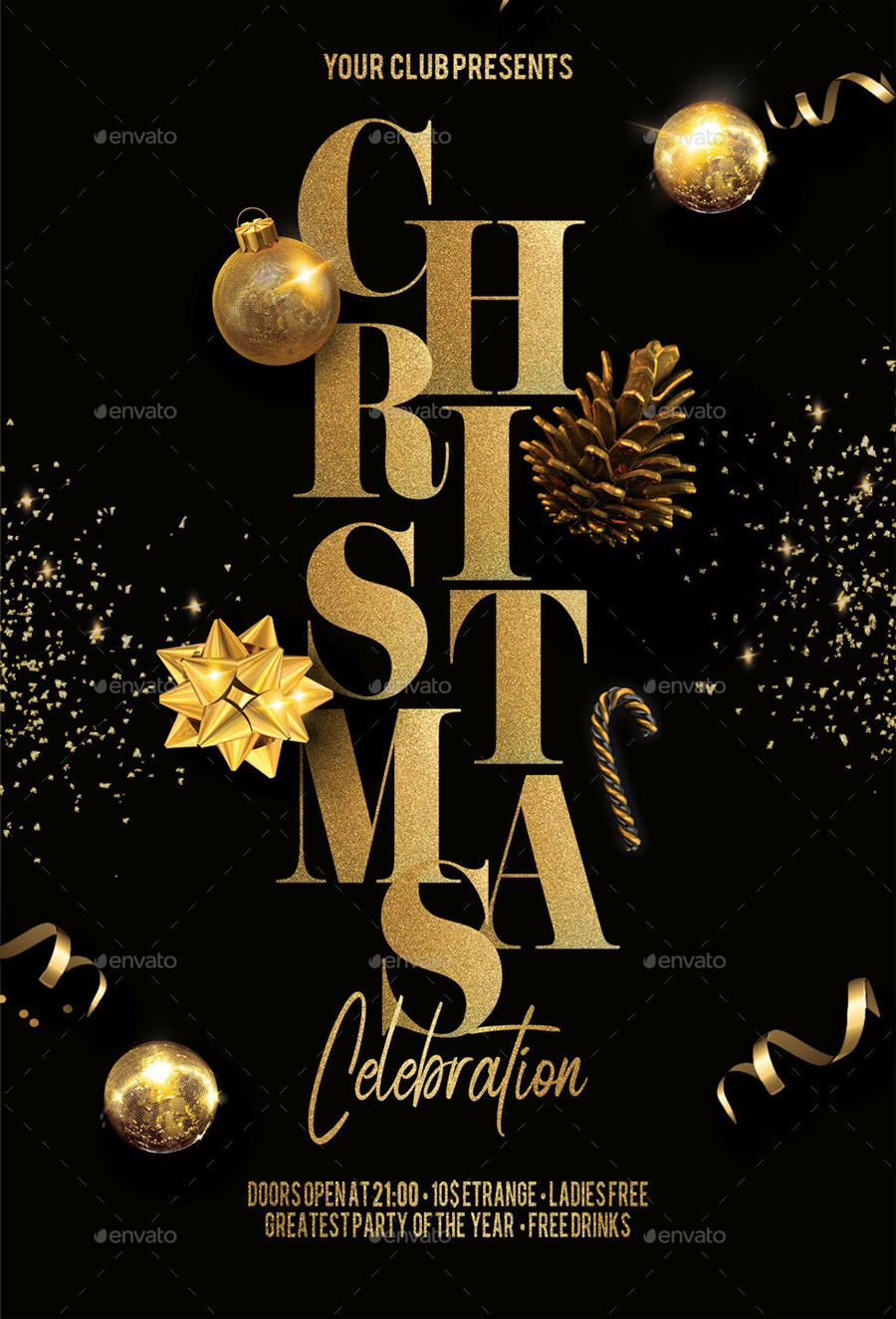 Christmas party flyer template psd