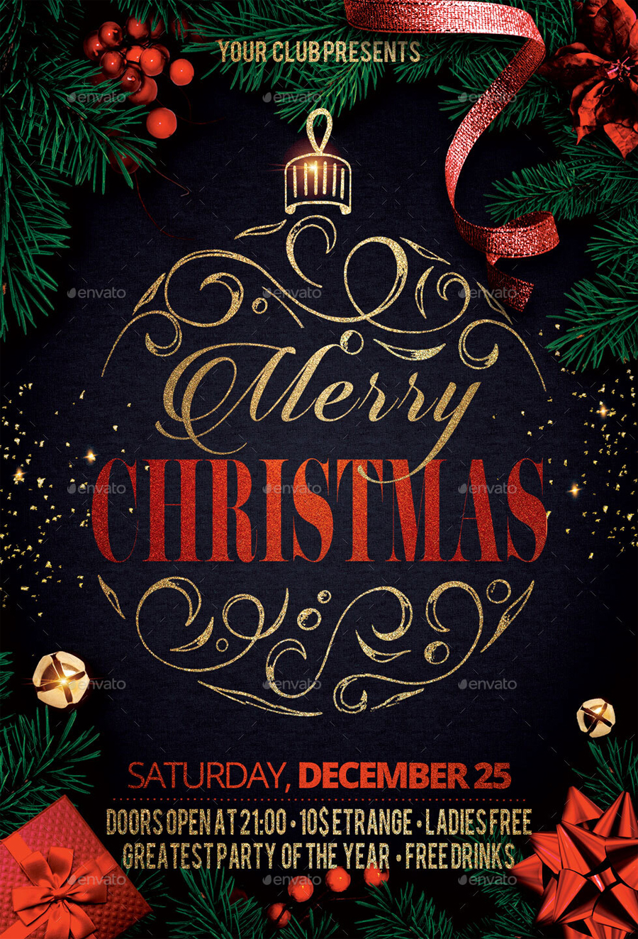 Christmas club party flyer template
