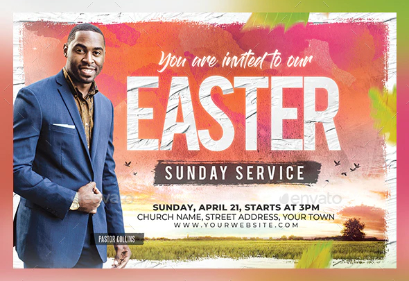 Easter sunday church flyer template
