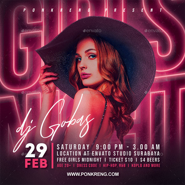 Girls night party flyer design