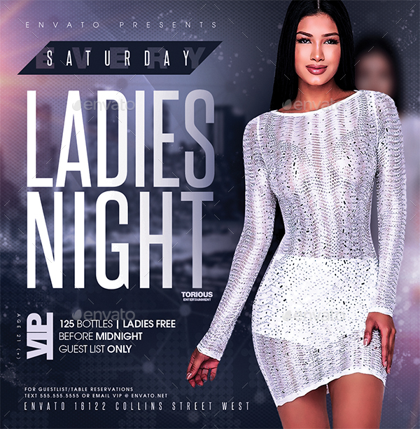 Party flyer nightclub ladies night