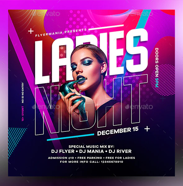 Stylish ladies night party flyer template