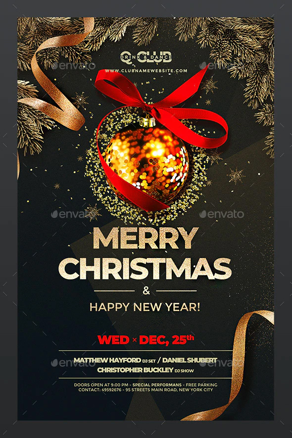 Merry Christmas  and New Year Flyer Template
