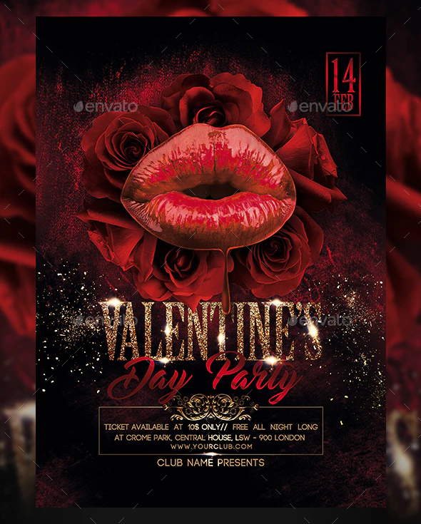 Valentine party flyer template