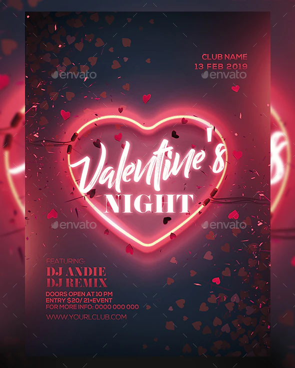 Valentine night party flyer design