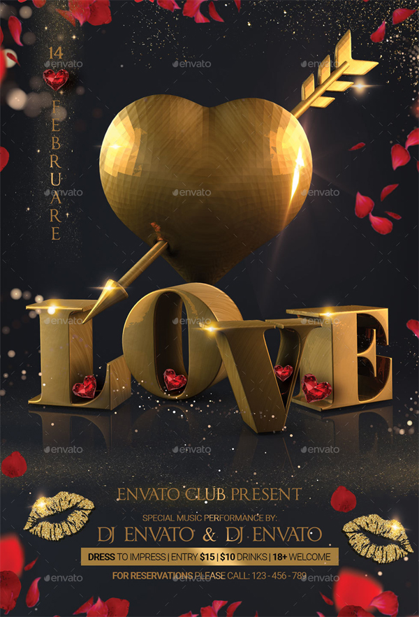 Valentines Day party flyer template