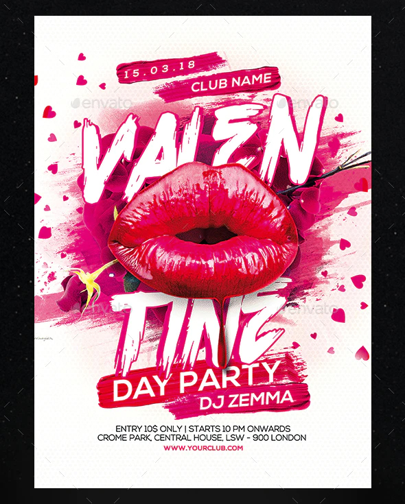 Valentine's Day party flyer template