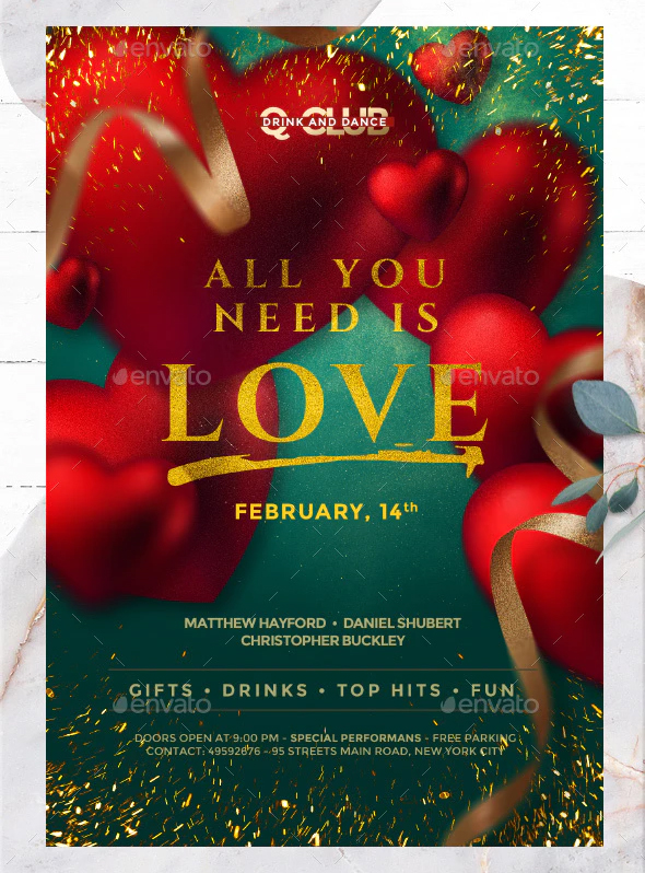 Valentine’s Day celebration flyer template
