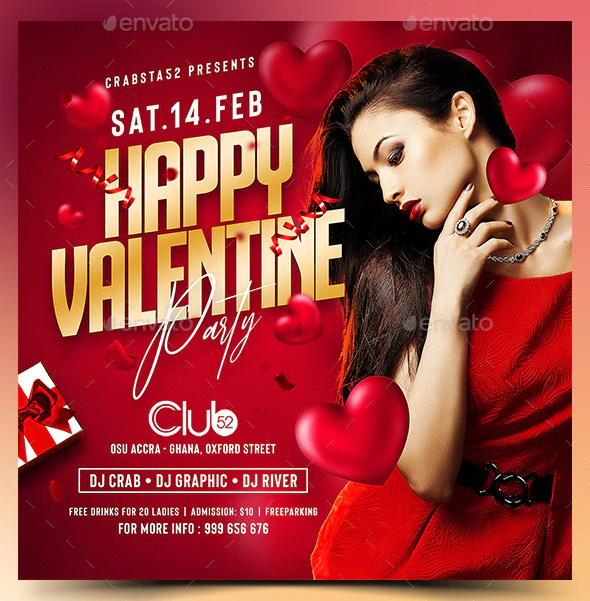 Happy Valentines Day party flyer