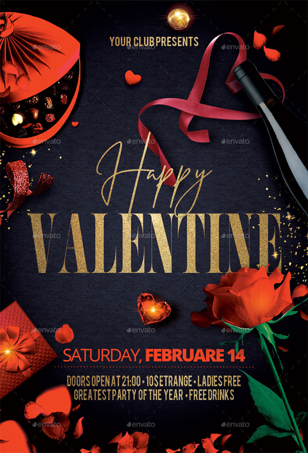 Valentine party flyer psd design