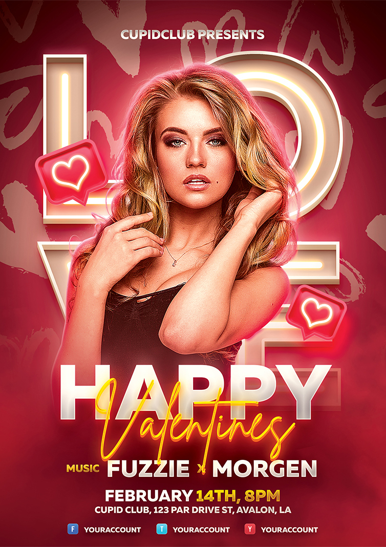 Happy Valentines Day flyer template