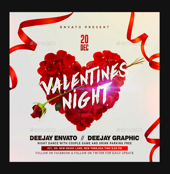 Valentines Day club flyer template