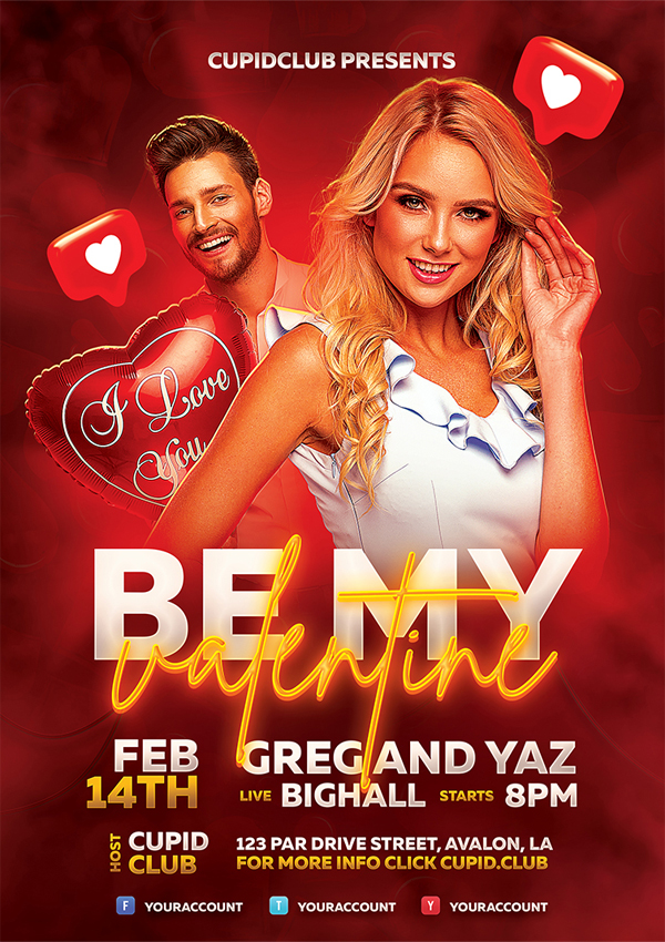 Valentines Day flyer template