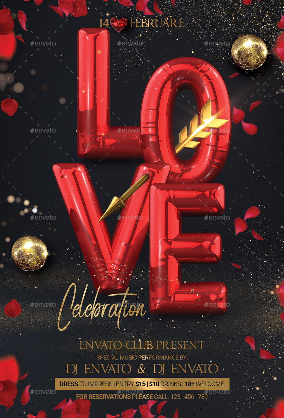 Valentine's Day flyer template