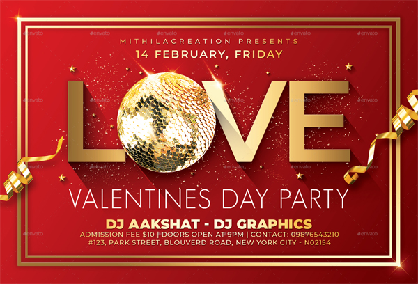 Valentines Day party nightclub flyer