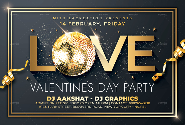 Valentines Day nightclub flyer