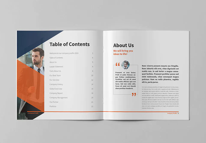 Company profile square brochure template
