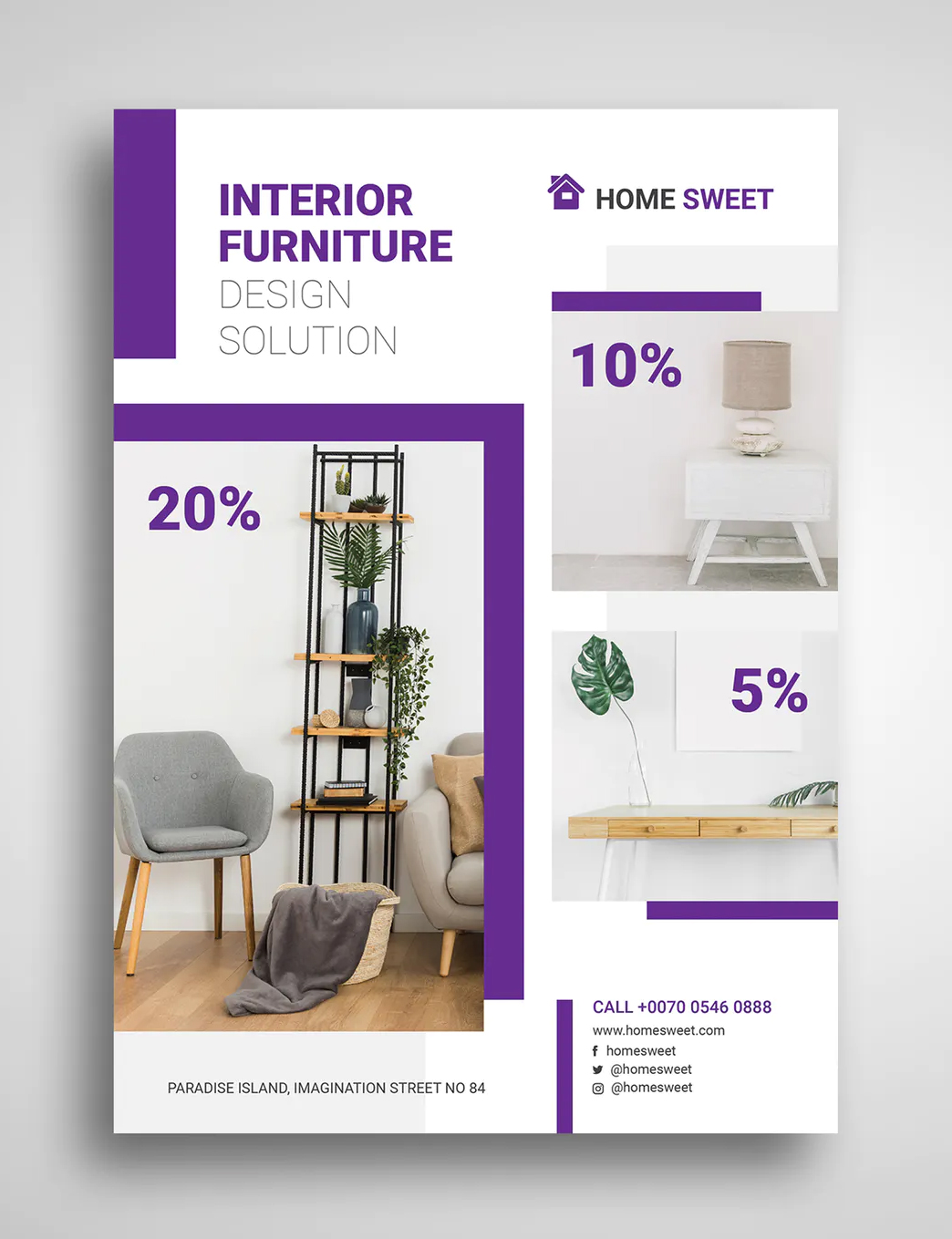 Interior furniture promo flyer template