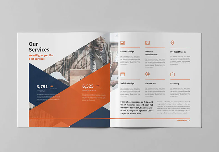 Square company profile brochure template