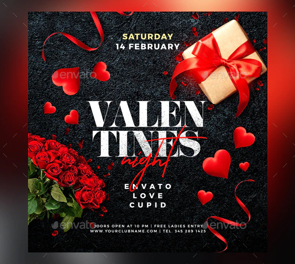 Valentines Day nightclub flyer design