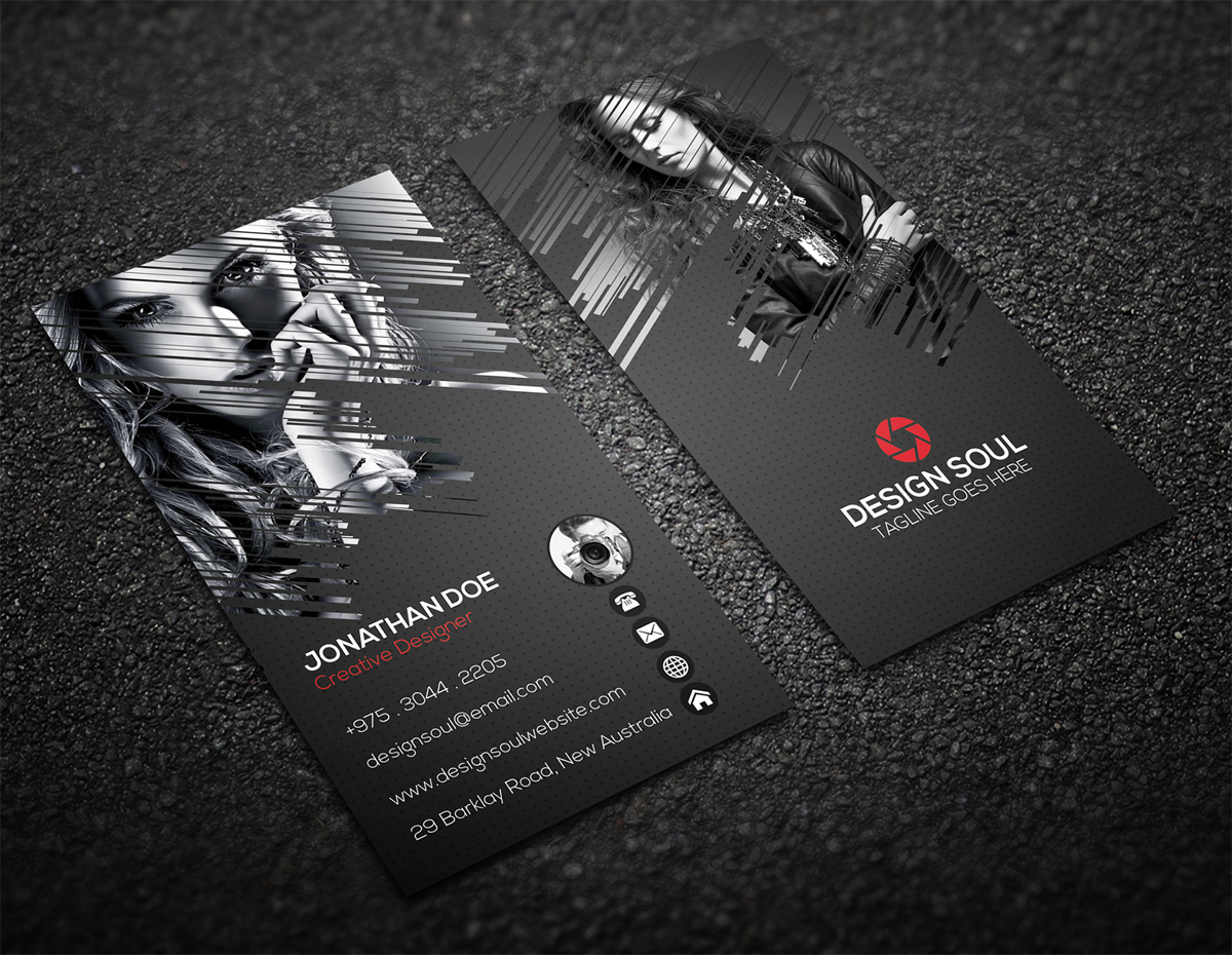 Vertical photography business card design