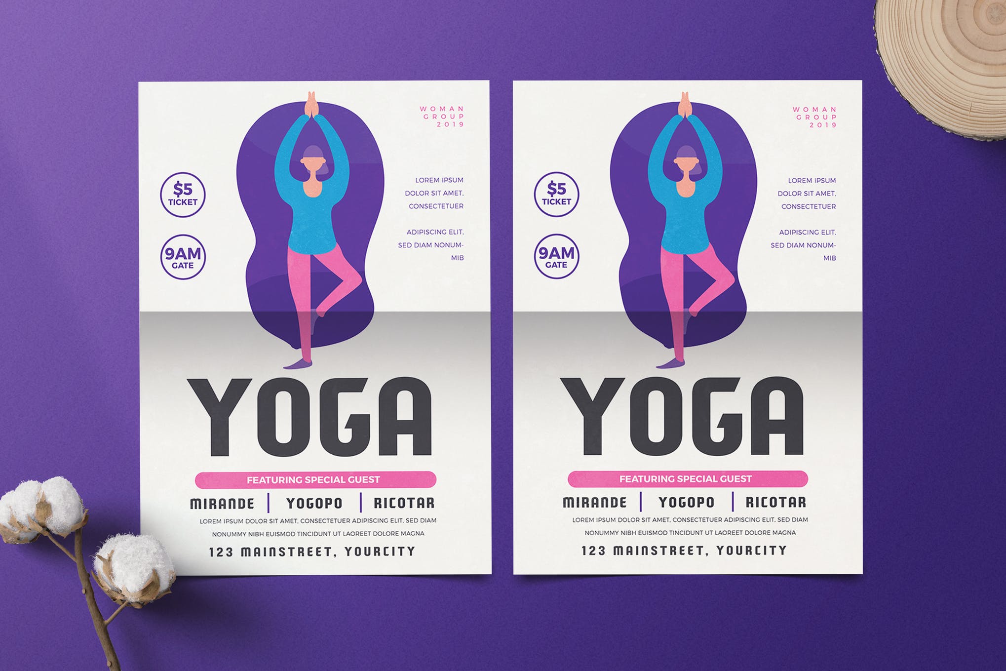 Yoga flyer design template