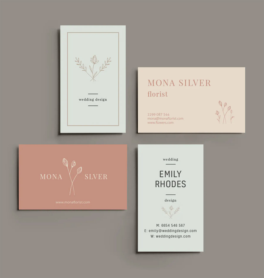 Clean floral business card templates
