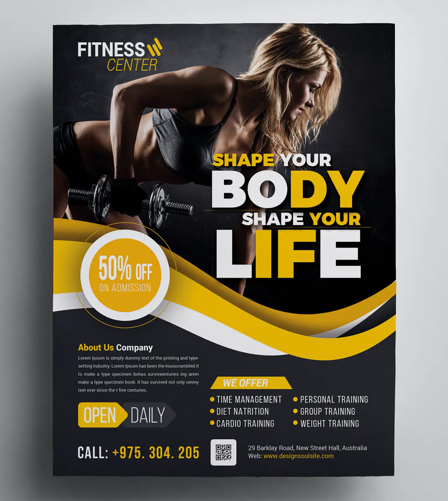 Healthy fitness flyer template