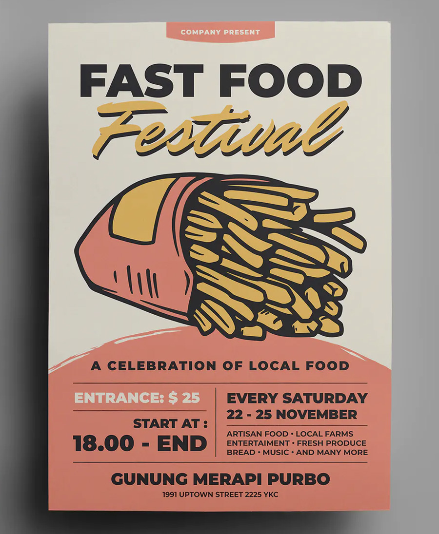 Retro fast food flyer template