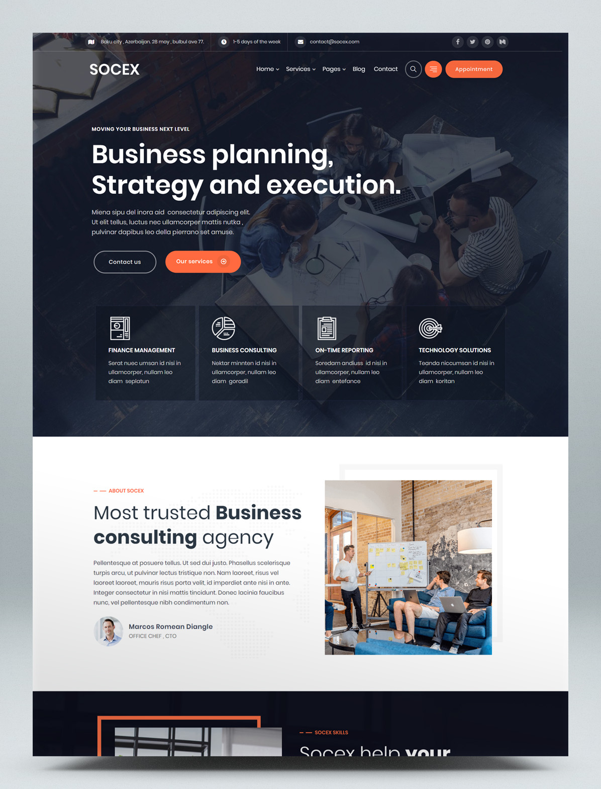 Business consulting and finance WordPress theme