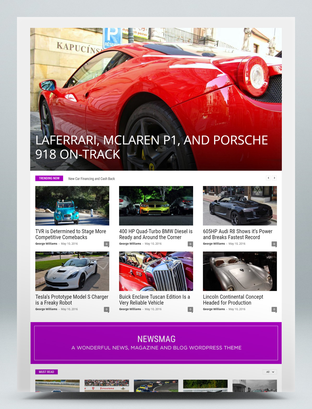 Car news blog WordPress theme