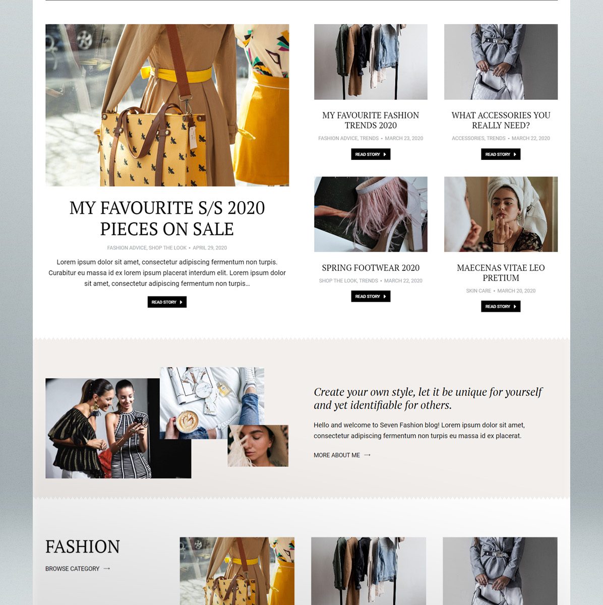 Fashion blog WordPress theme