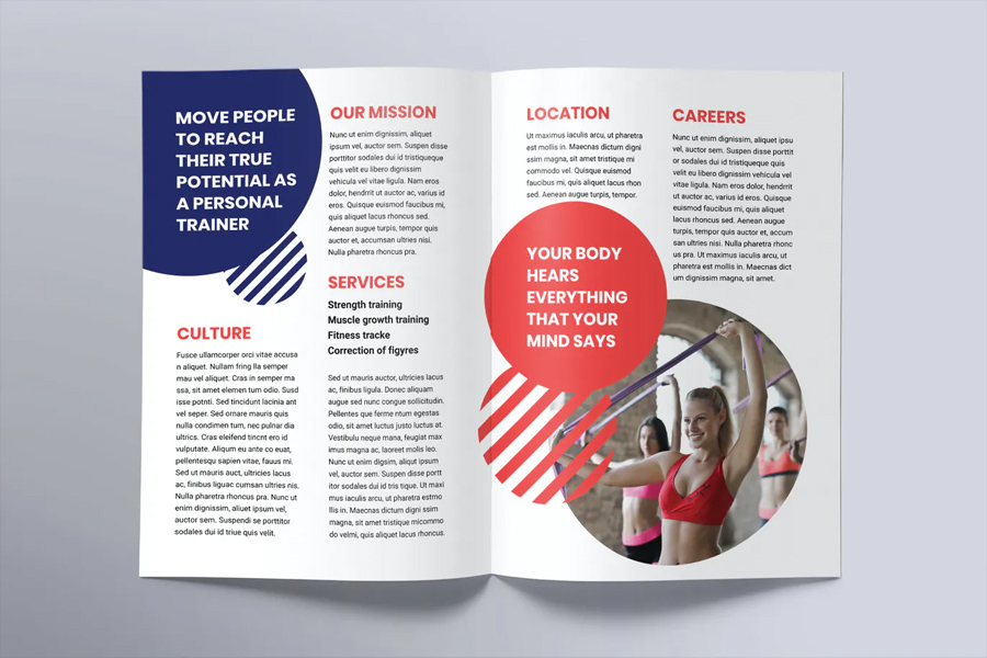 Fitness bifold brochure template
