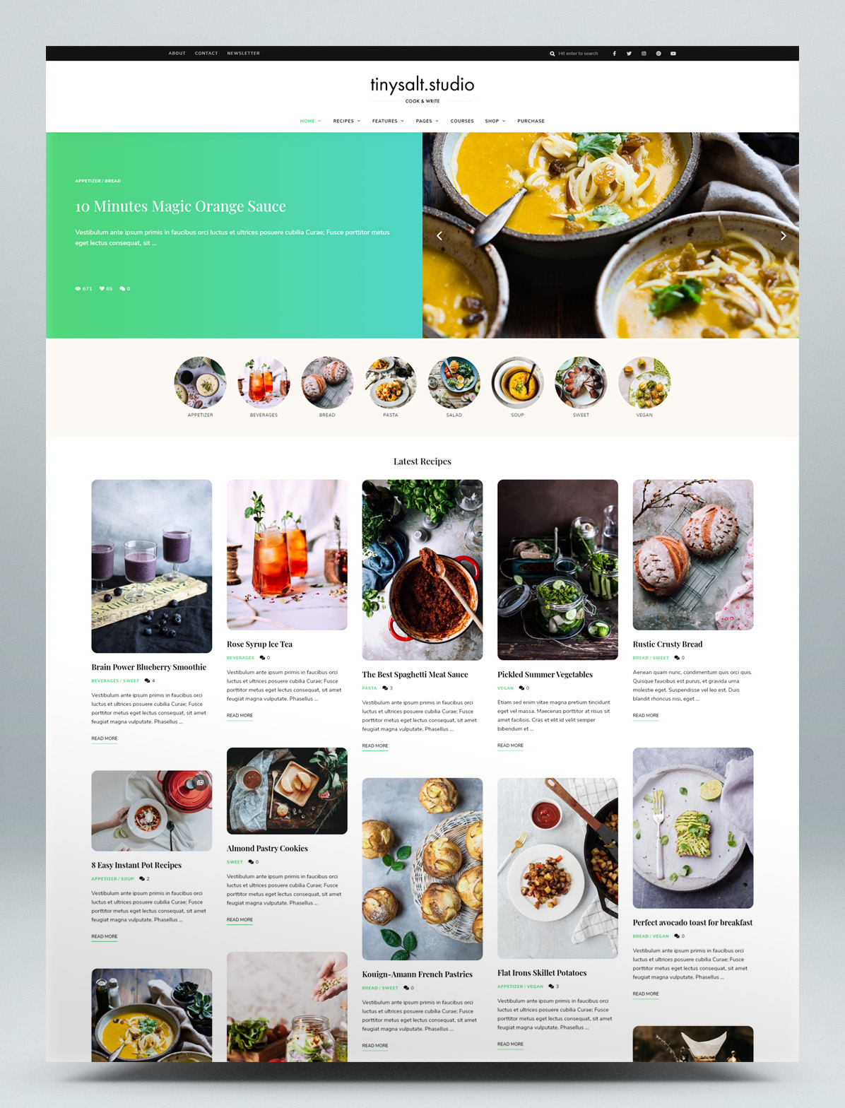 Food Blog WordPress Theme - adaptive masonry home