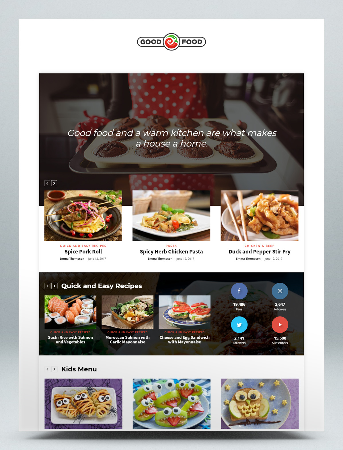 Food blog WordPress theme
