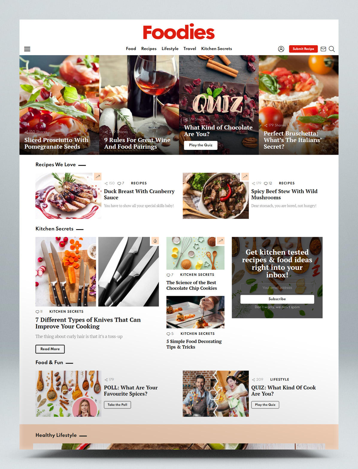 Food magazine WordPress theme