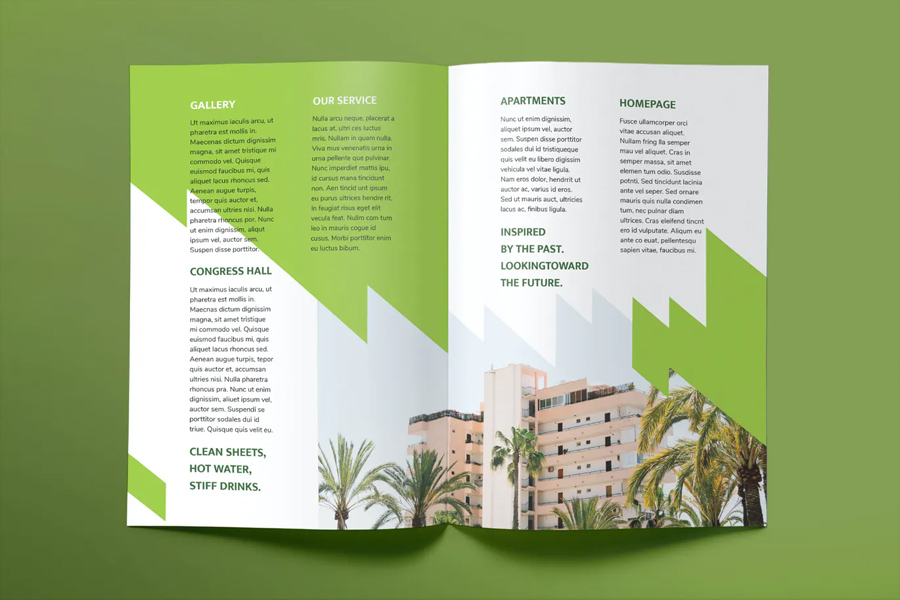 Hostel bi-fold brochure template