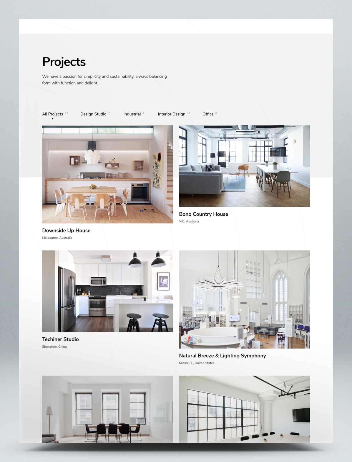 Interior Design WordPress Theme - Projects page