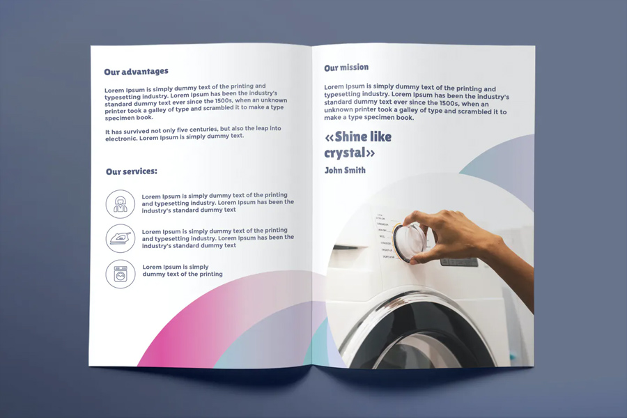 Laundry bi-fold brochure template