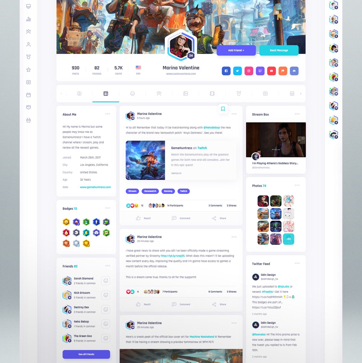 Social community and marketplace HTML template