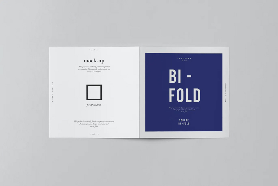 Square bi-fold brochure mockups