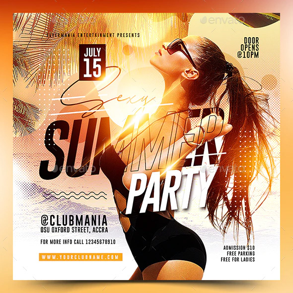 Sexy summer party flyer PSD