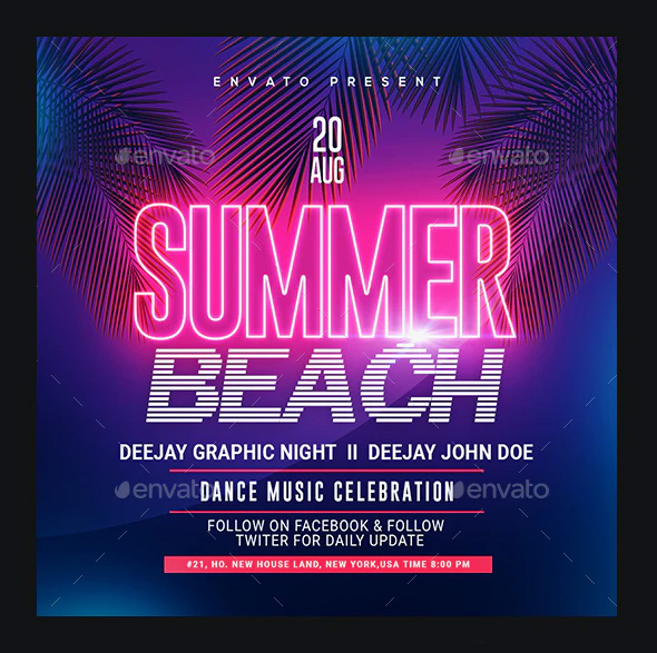 Summer DJ party flyer template