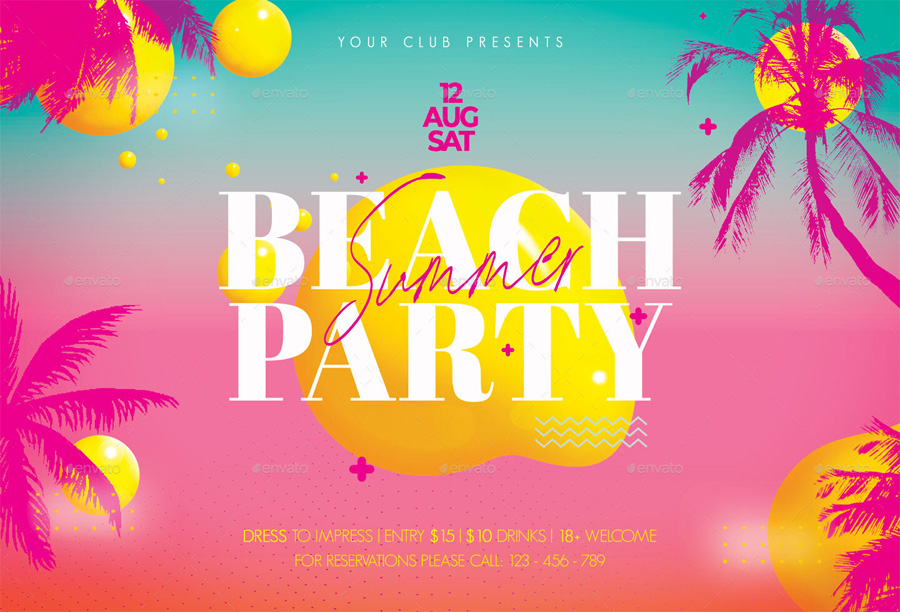 Beach party flyer template