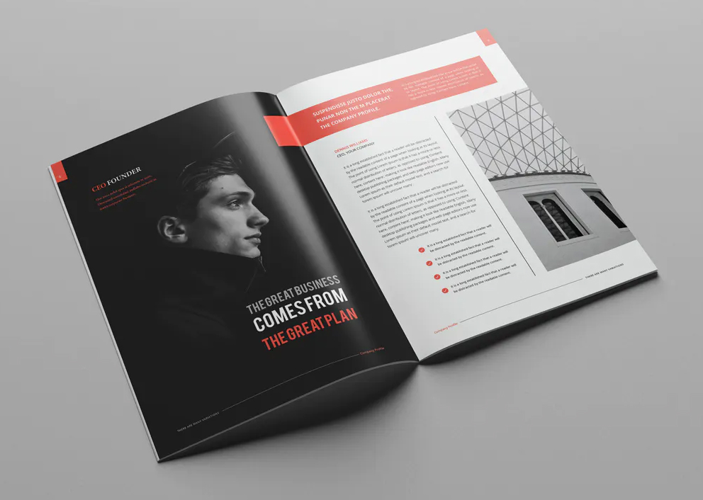 Clean company profile template InDesign